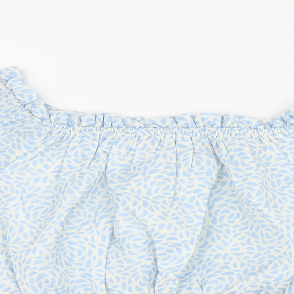 SheIn Womens Blue Geometric  Basic Blouse Size 10