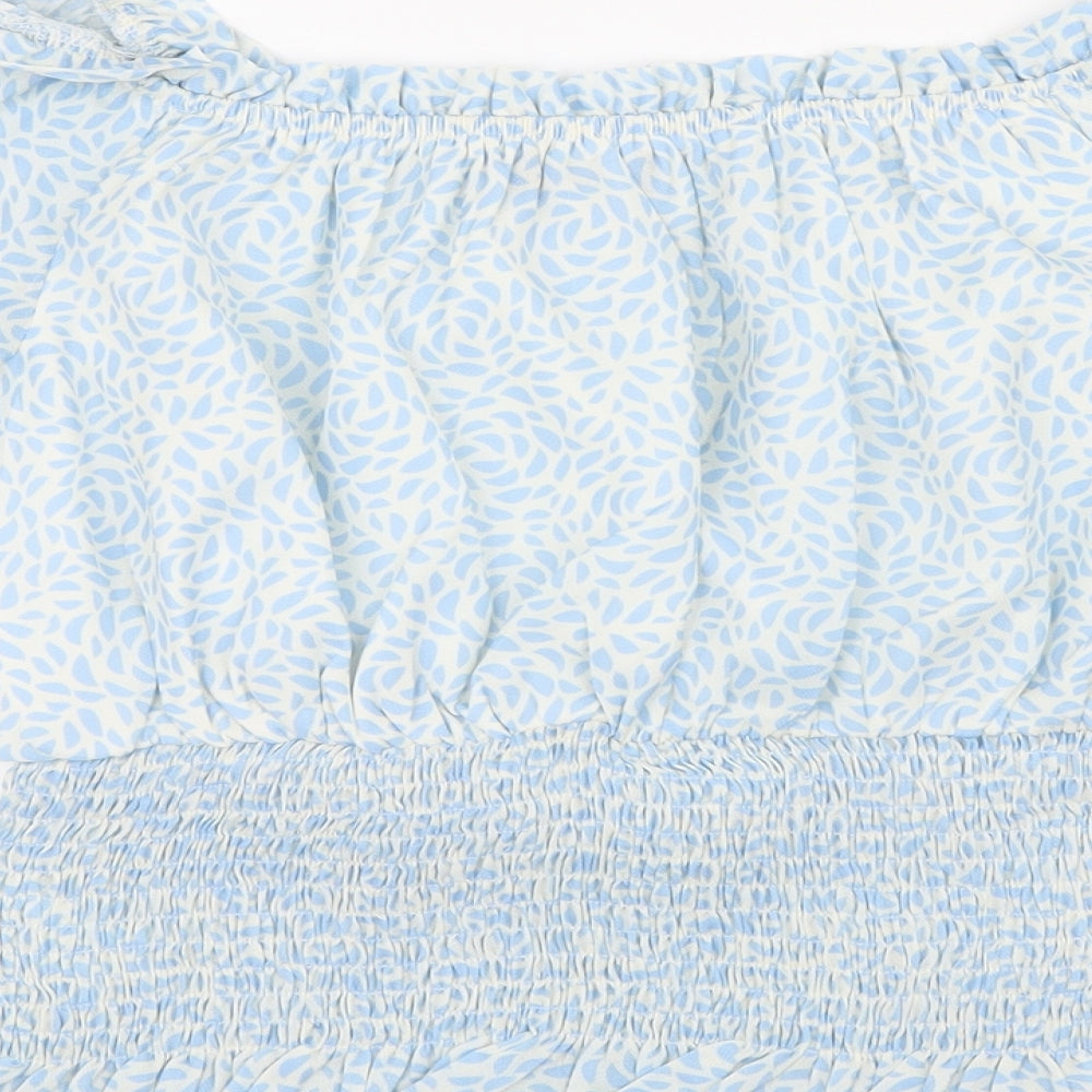 SheIn Womens Blue Geometric  Basic Blouse Size 10