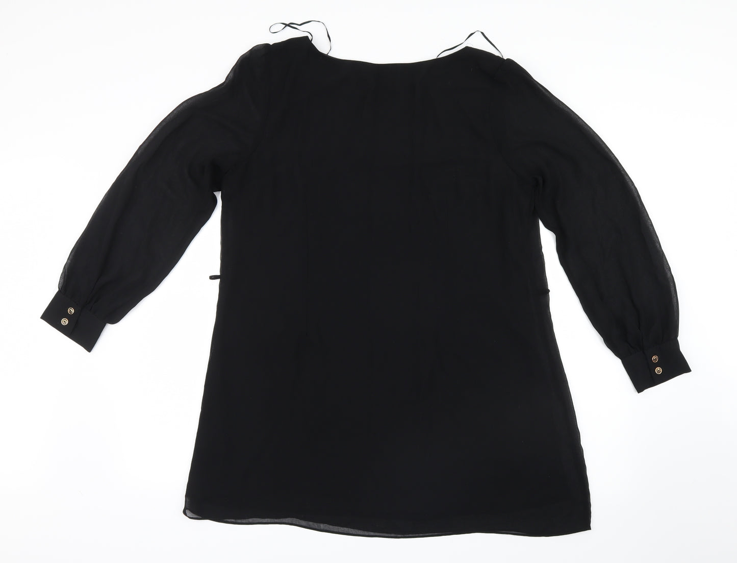 Atmosphere Womens Black  Mesh Basic Blouse Size 16