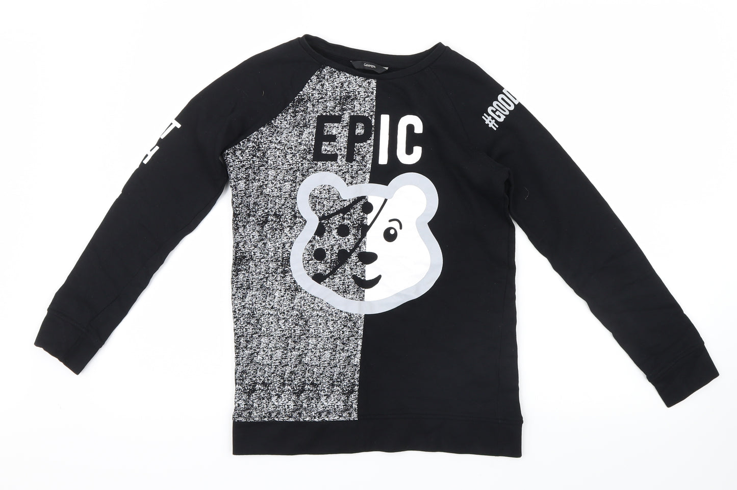 George Boys Black  Knit Pullover Jumper Size 11-12 Years  - Pudsey