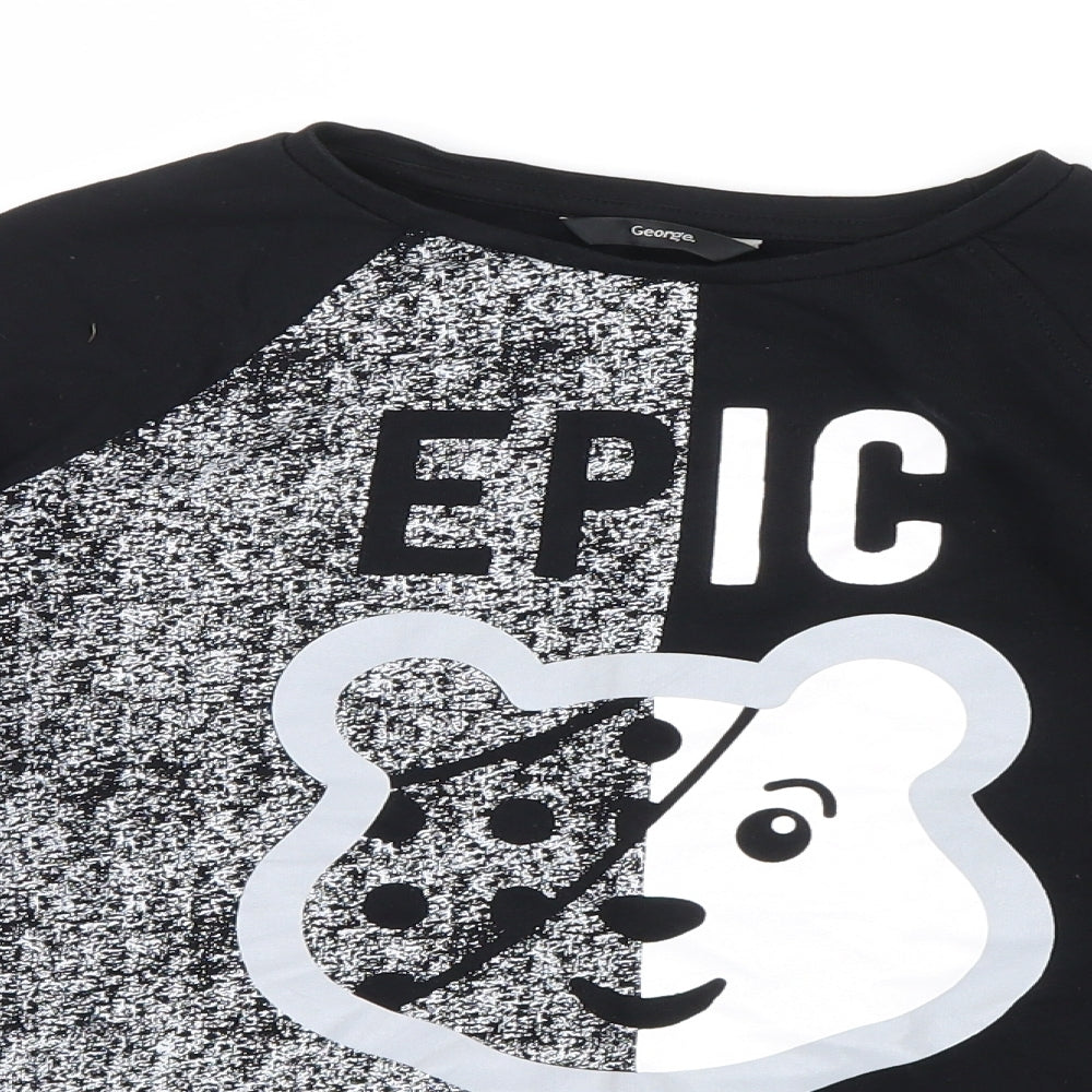 George Boys Black  Knit Pullover Jumper Size 11-12 Years  - Pudsey