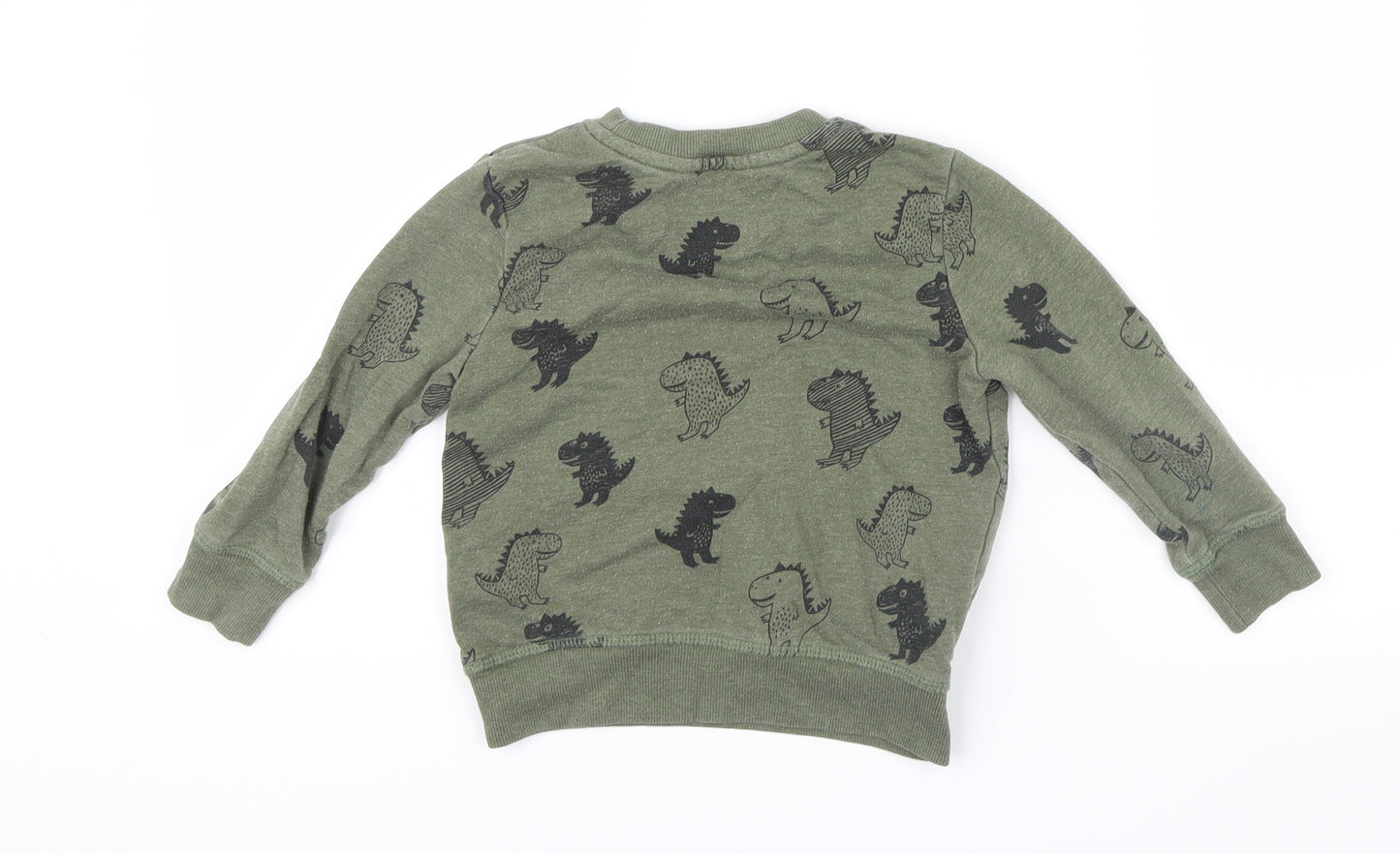 George Boys Green  Knit Pullover Jumper Size 2-3 Years  - Dinosaurs