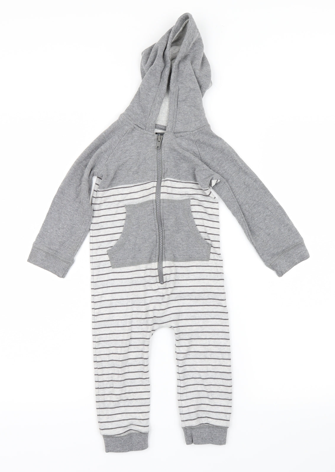 Very Boys Grey Striped Knit Babygrow One-Piece Size 18-24 Months