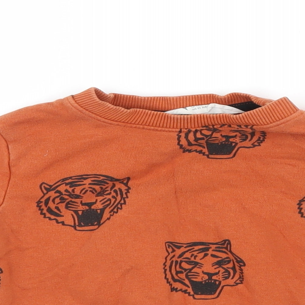 H&M Boys Orange  Knit Pullover Jumper Size 18-24 Months  - Tiger