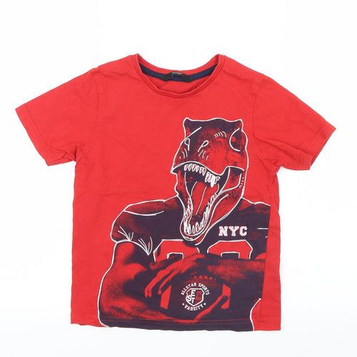 George Boys Red   Basic T-Shirt Size 6-7 Years  - Dinosaur