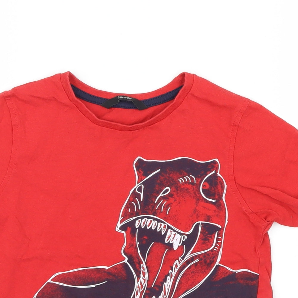 George Boys Red   Basic T-Shirt Size 6-7 Years  - Dinosaur