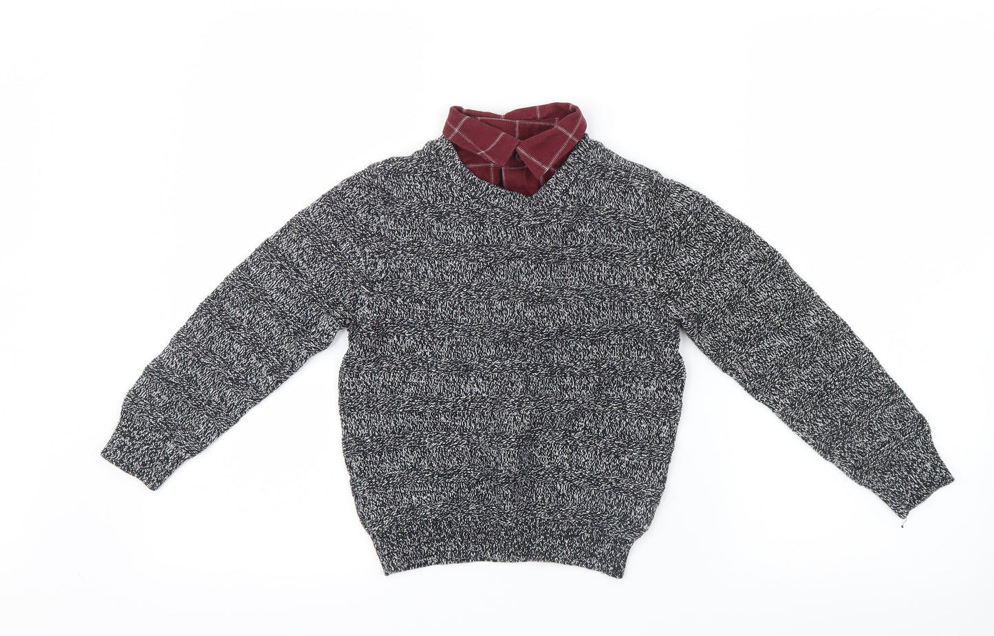 F&F Boys Black  Knit Pullover Jumper Size 5-6 Years