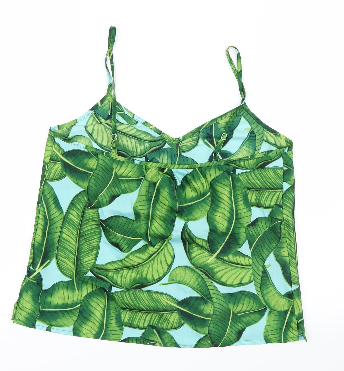 Matalan Womens Green Geometric Satin Cami Pyjama Top Size 10