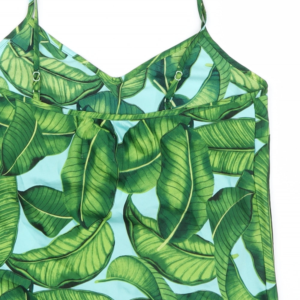 Matalan Womens Green Geometric Satin Cami Pyjama Top Size 10