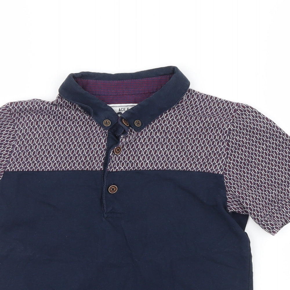 Matalan Boys Blue Geometric  Basic Polo Size 6-7 Years