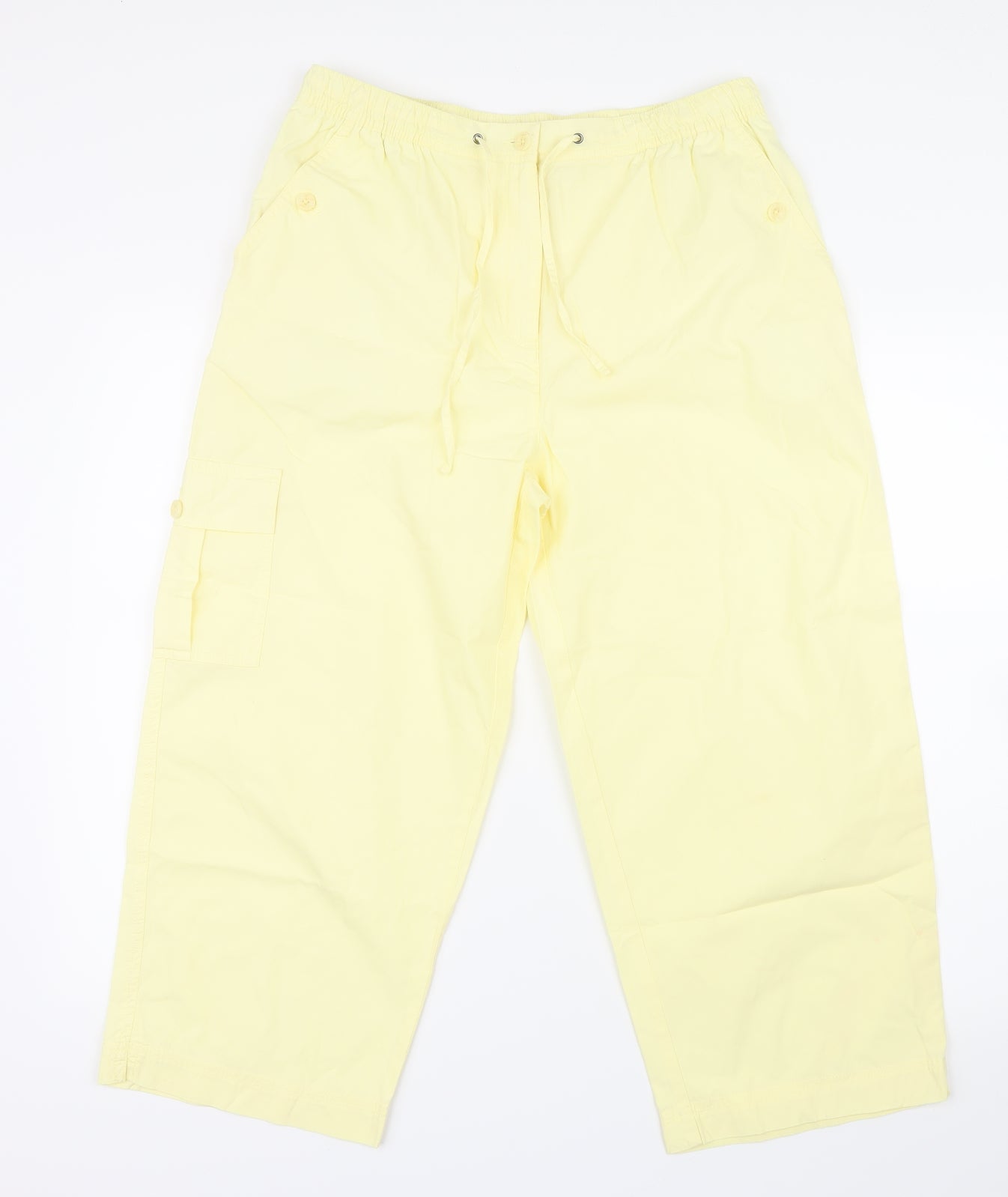 bcasual Womens Yellow   Cropped Trousers Size 14 L23 in