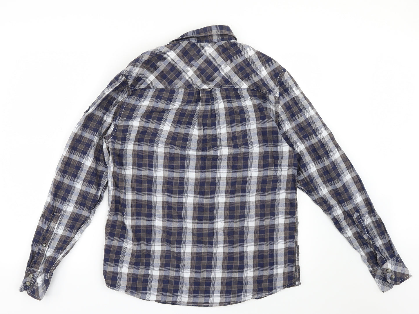 Tog Twenty Four Mens Blue Check   Button-Up Size S