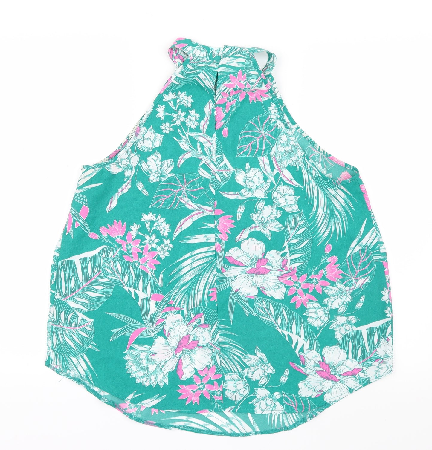 George Womens Green Floral Mesh Basic Blouse Size 12