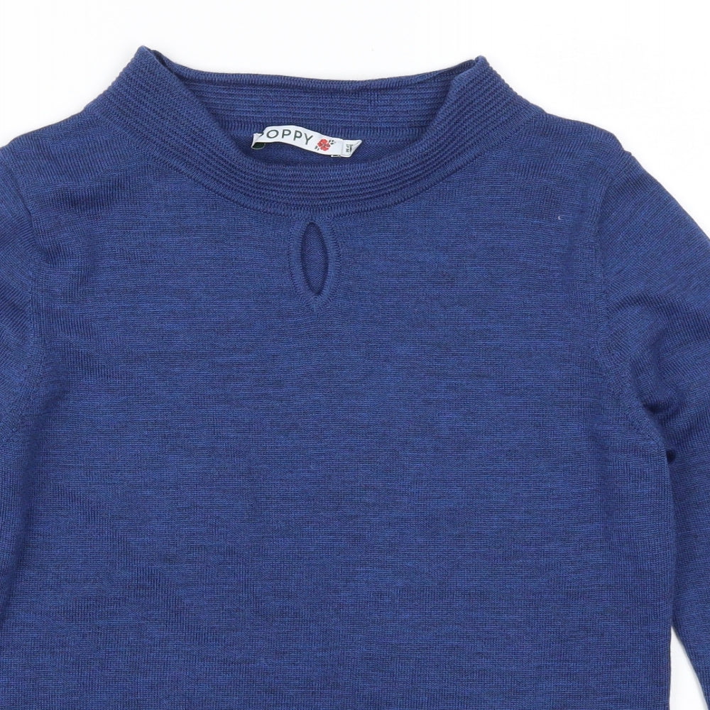 Poppy Womens Blue   Pullover Jumper Size 14  - Keyhole