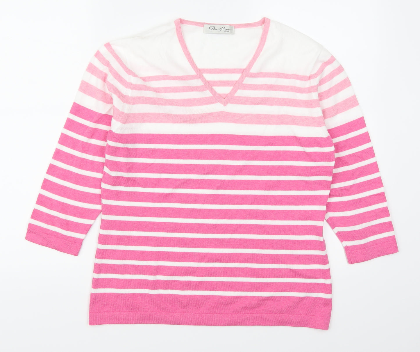 David Nieper Womens Pink Striped  Pullover Jumper Size 14