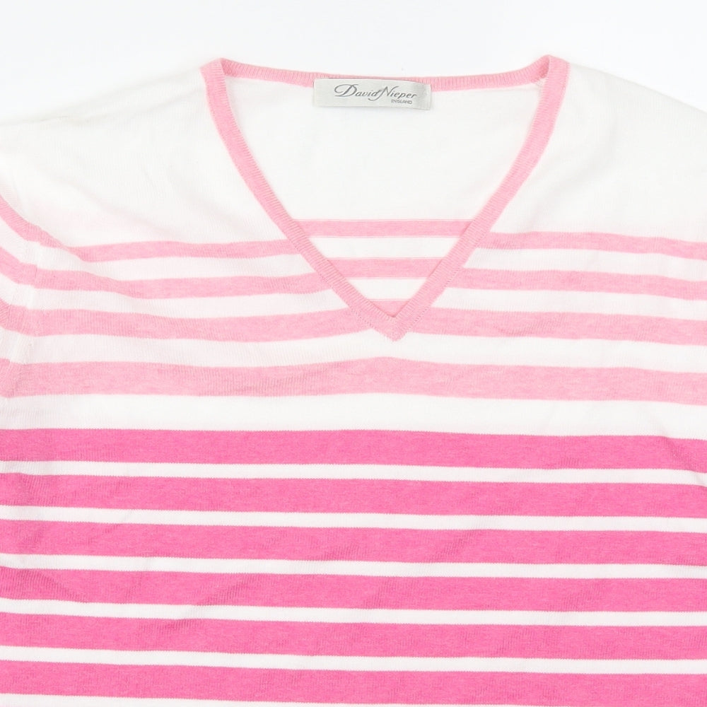 David Nieper Womens Pink Striped  Pullover Jumper Size 14