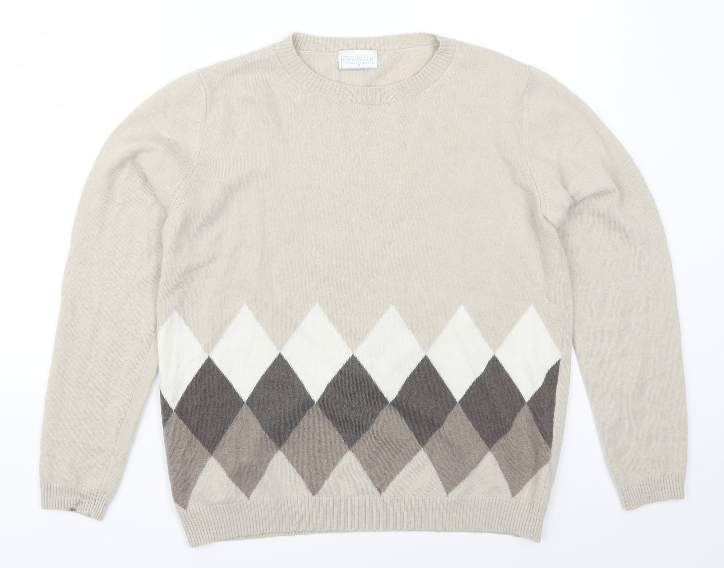 Cotswold Womens Beige Argyle/Diamond  Pullover Jumper Size M