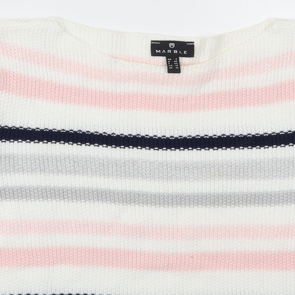 Marble Womens Pink Striped  Pullover Jumper Size M