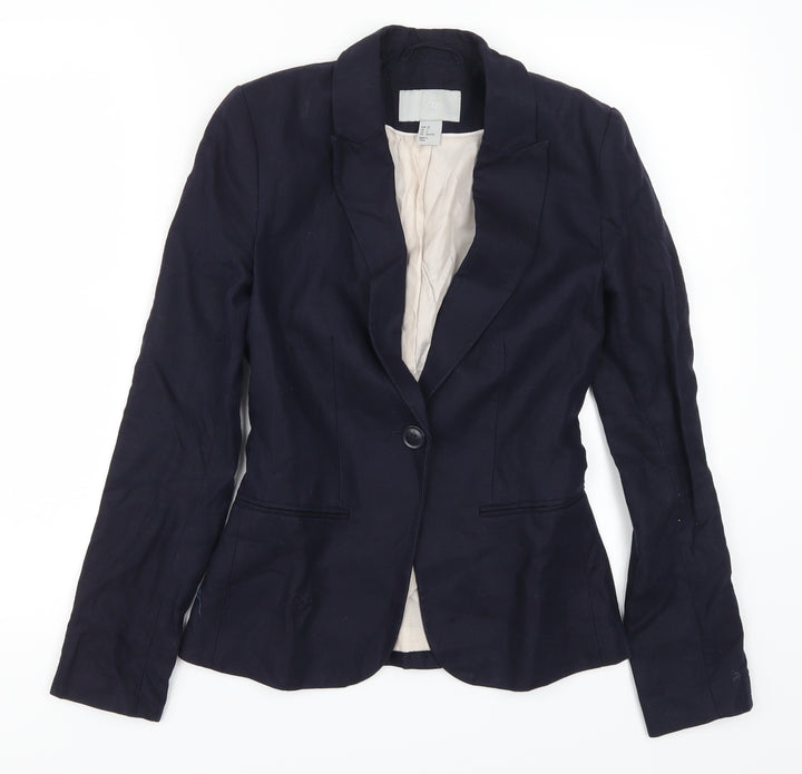 H&M Womens Blue Jacket Suit Jacket Size 4