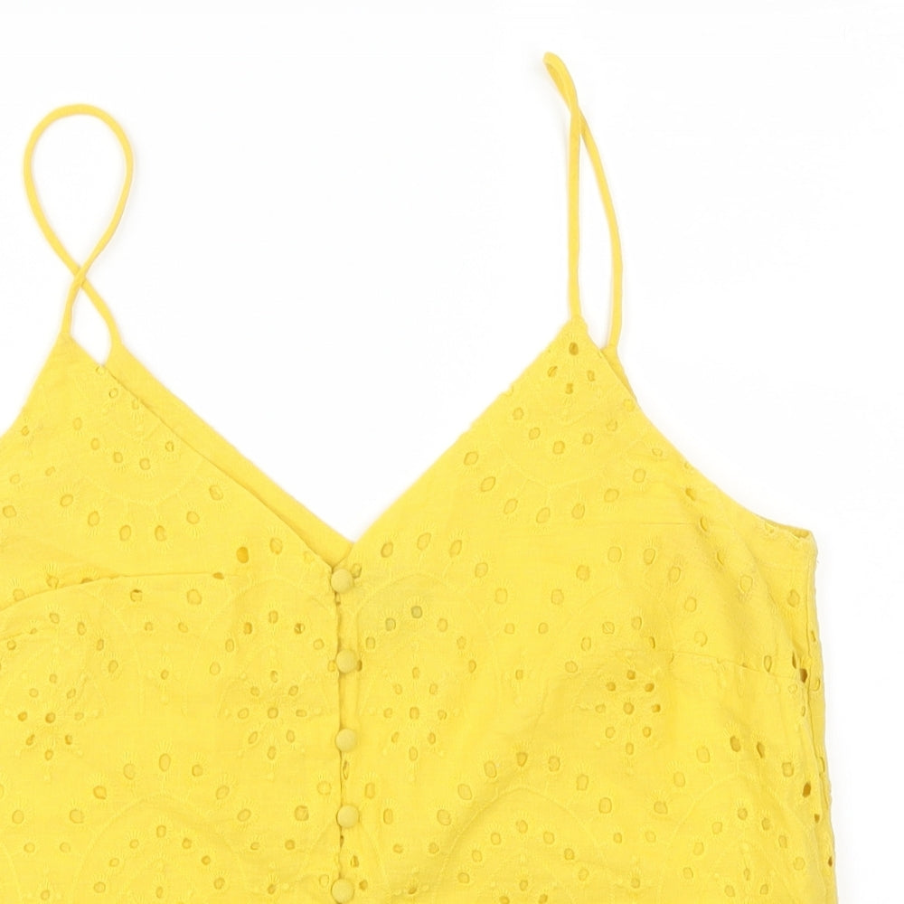 New Look Womens Yellow Geometric  Basic Tank Size 10