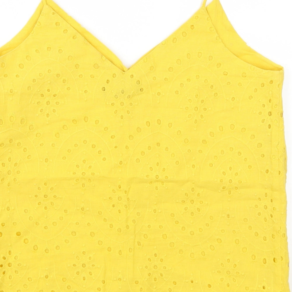 New Look Womens Yellow Geometric  Basic Tank Size 10