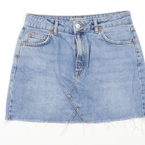 Topshop Womens Blue  Denim A-Line Skirt Size 10