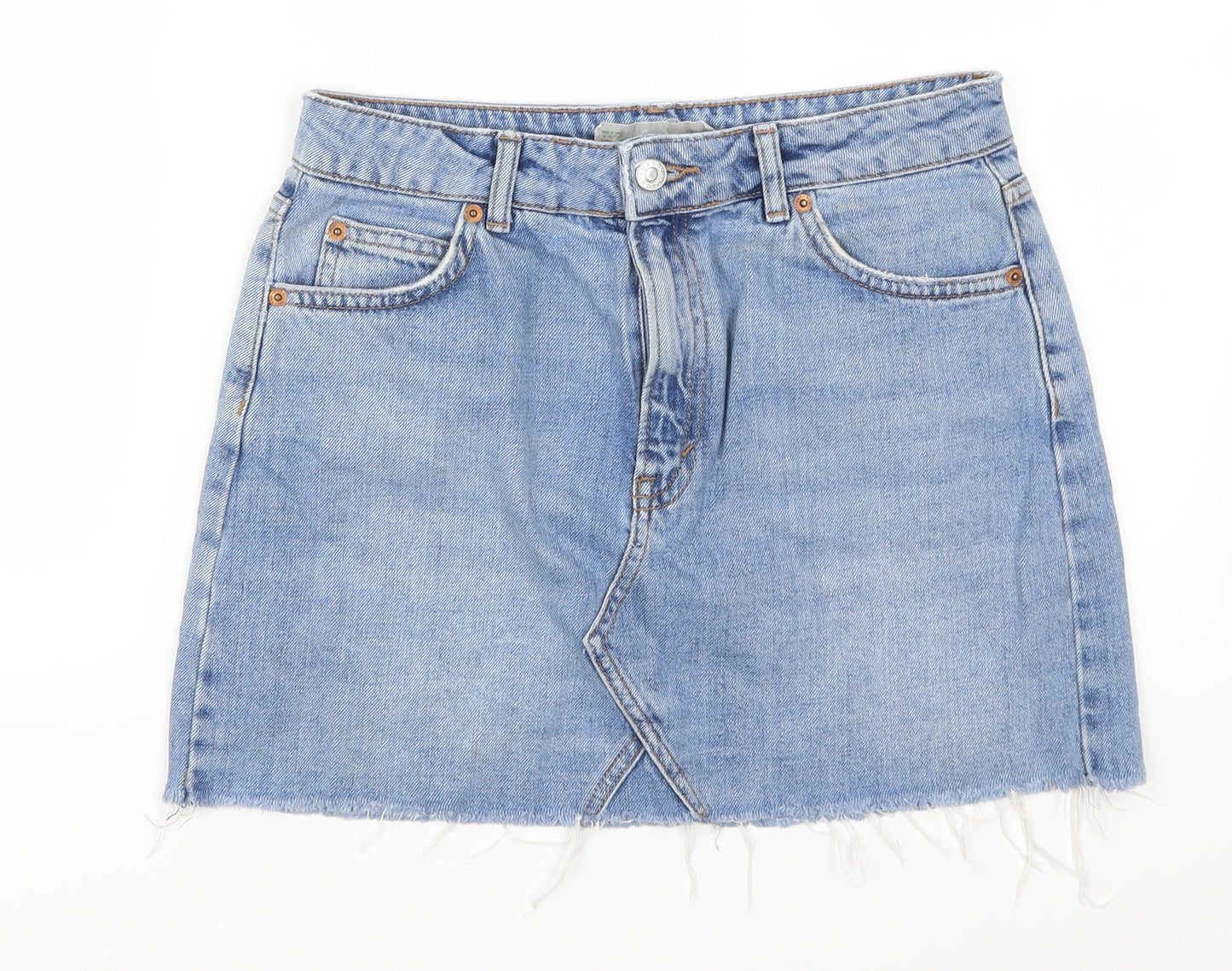 Topshop Womens Blue  Denim A-Line Skirt Size 10