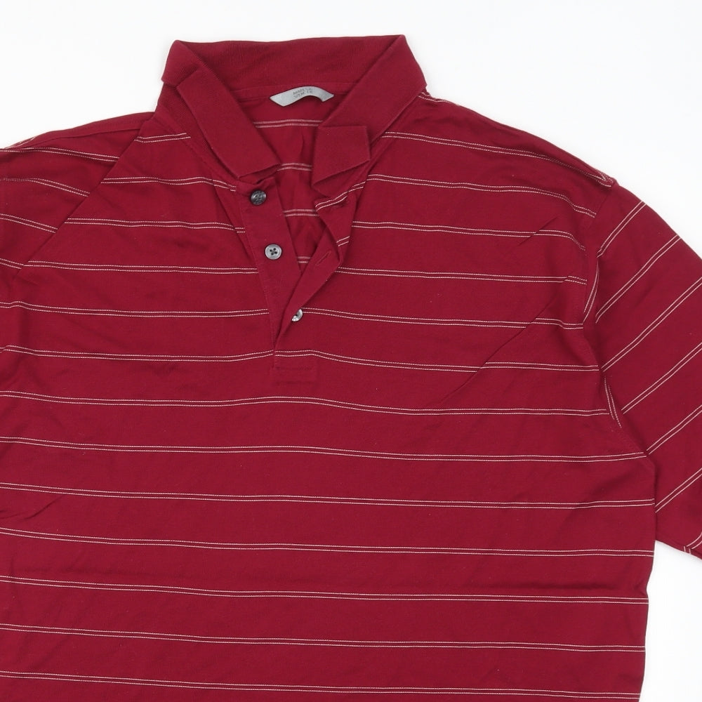 Marks and Spencer Mens Red Striped   Polo Size XL