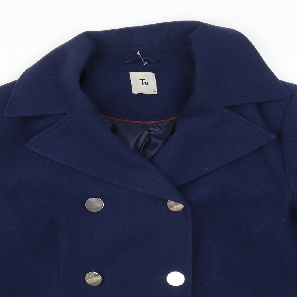 TU Womens Blue   Pea Coat Coat Size 16