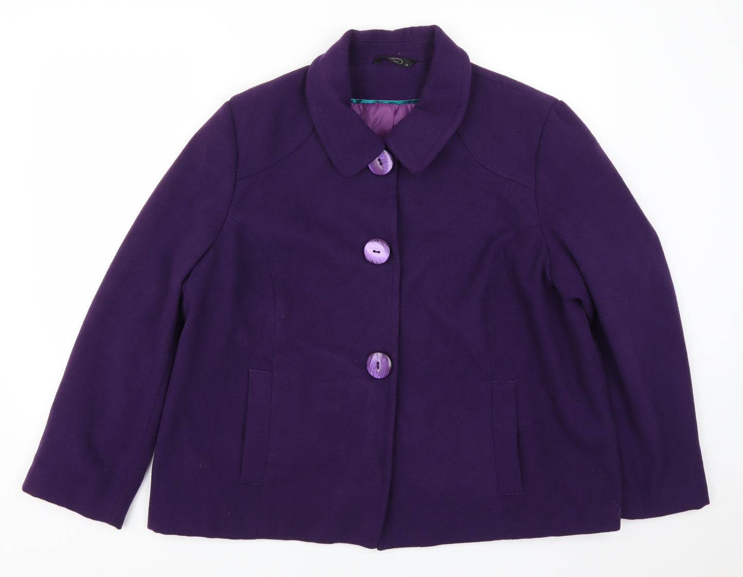 Bonmarché Womens Purple   Pea Coat Coat Size 22