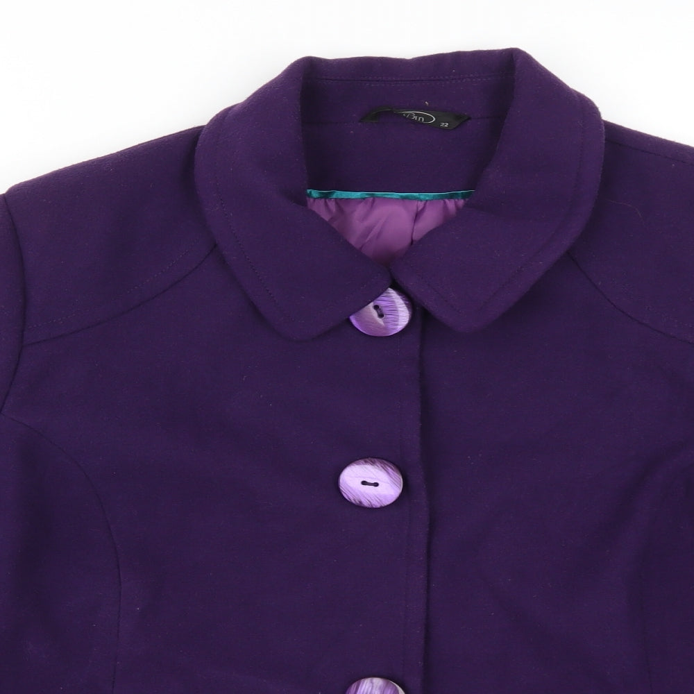 Bonmarché Womens Purple   Pea Coat Coat Size 22
