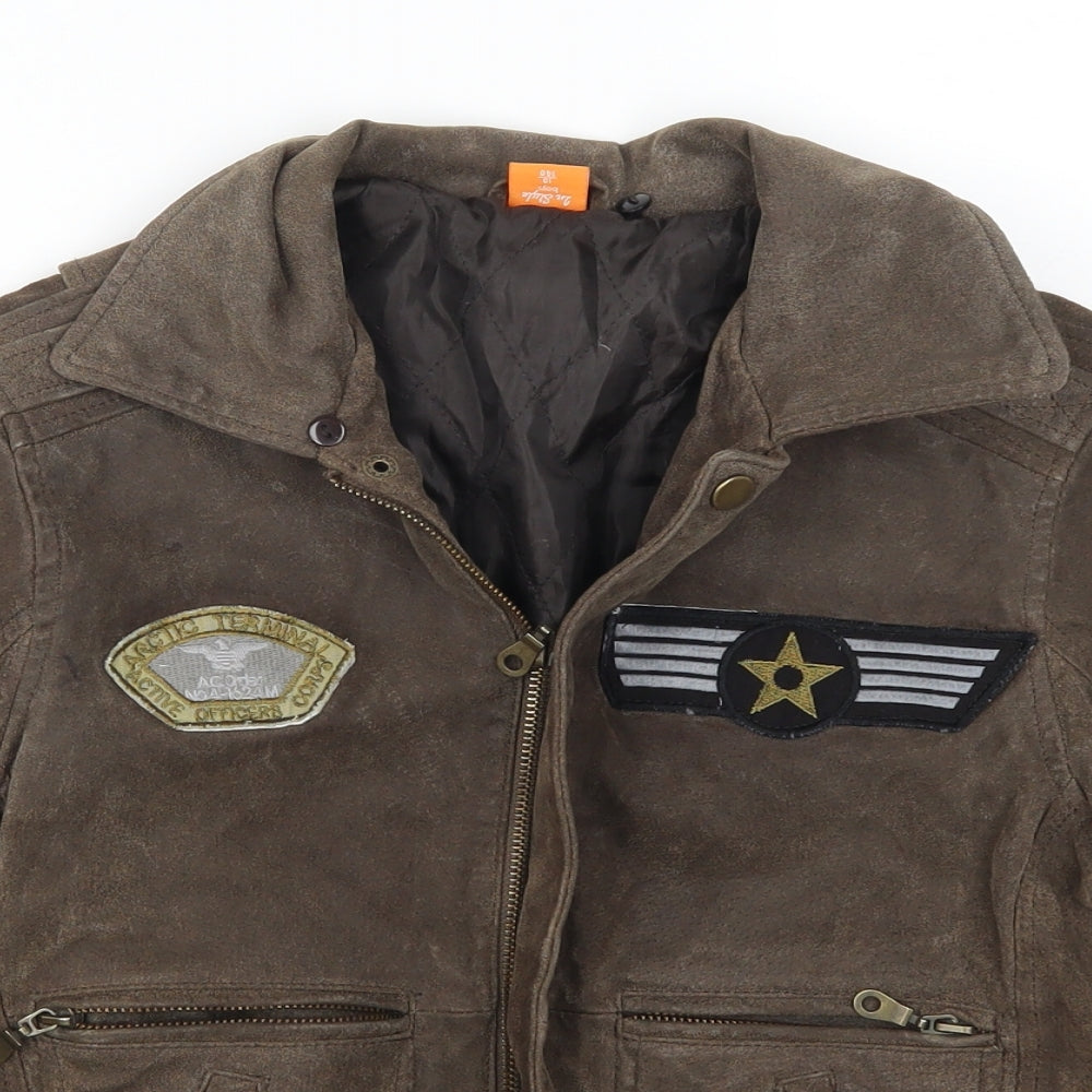 In Style Boys Brown   Bomber Jacket Coat Size 10 Years  - Badges