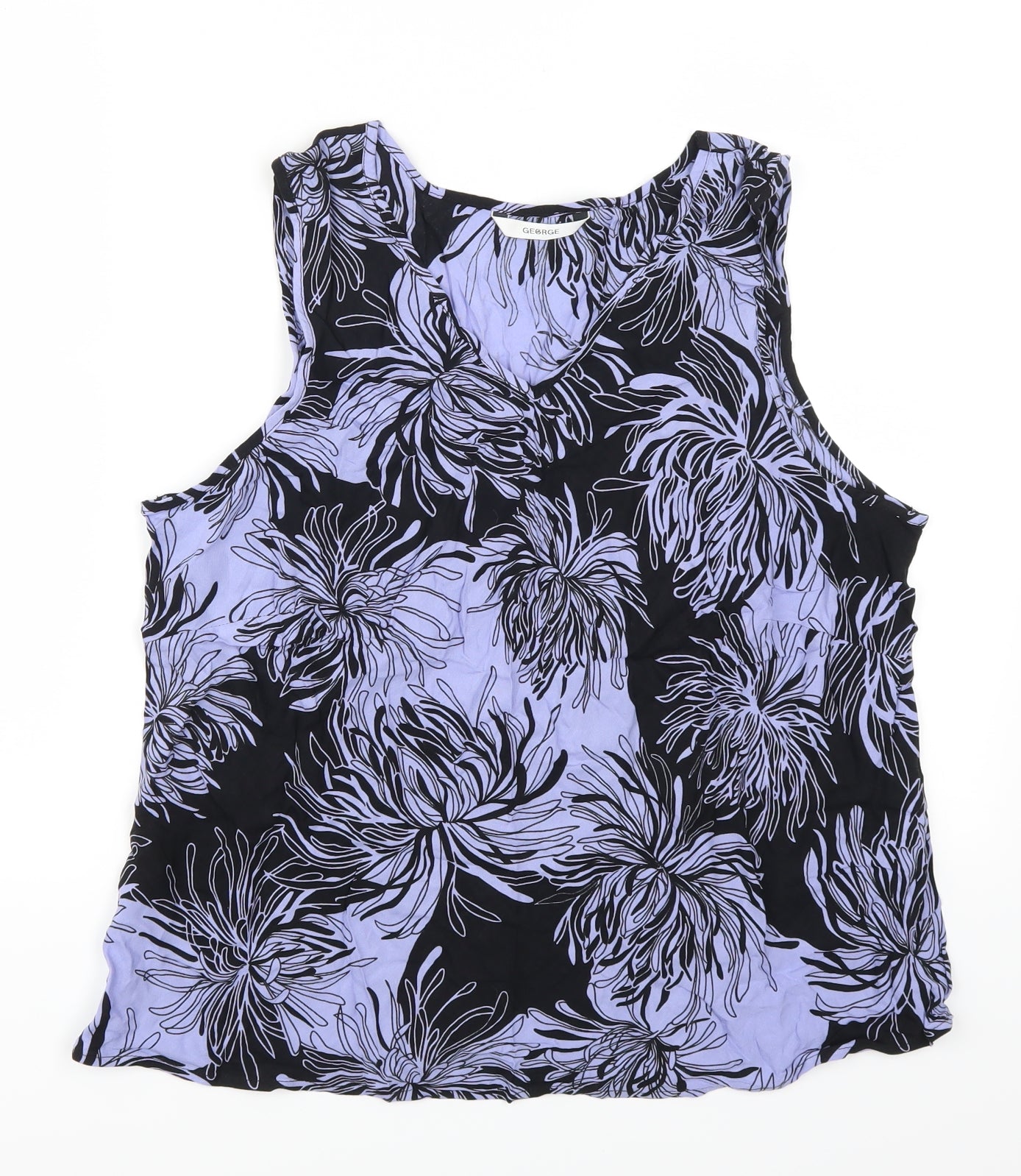 George Womens Purple Floral  Basic Tank Size 18