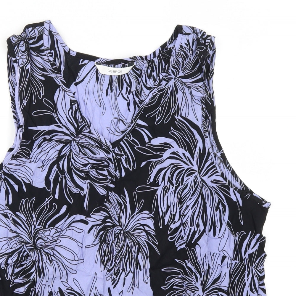 George Womens Purple Floral  Basic Tank Size 18