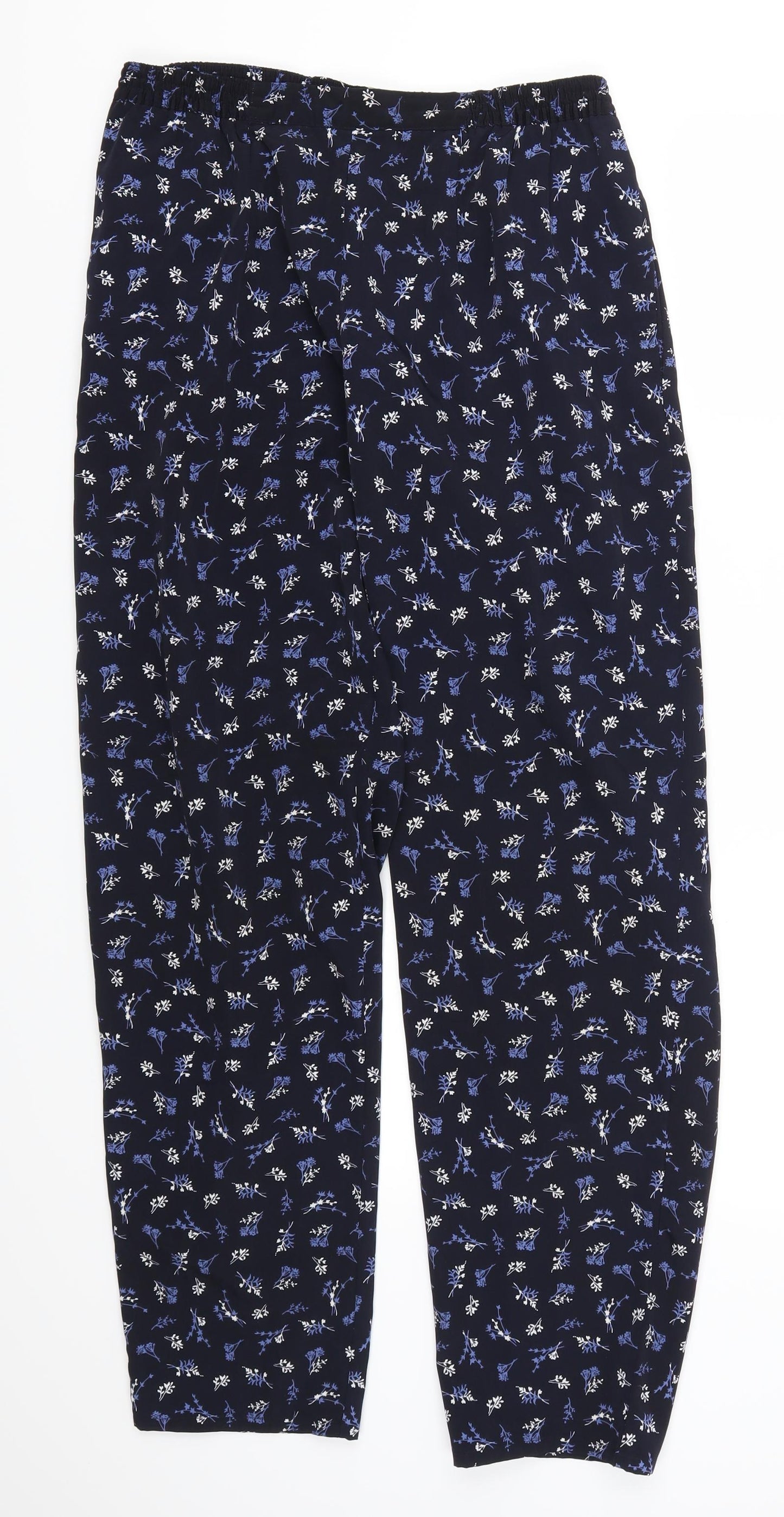 Daxon Womens Blue Floral  Trousers  Size 14 L30 in