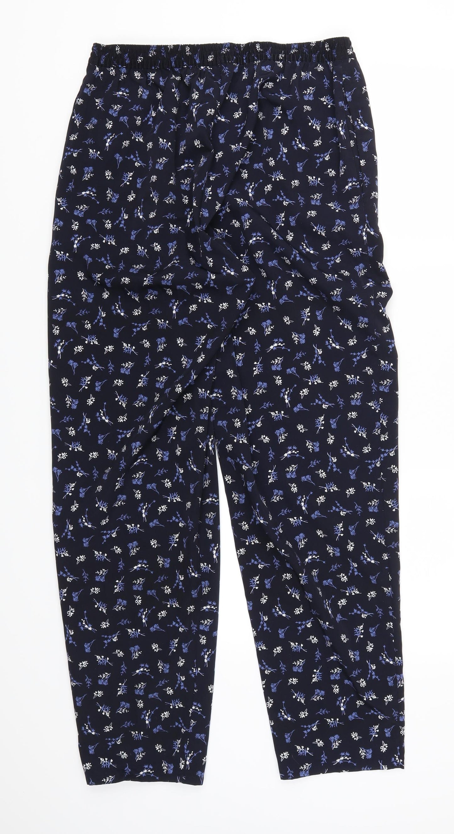 Daxon Womens Blue Floral  Trousers  Size 14 L30 in