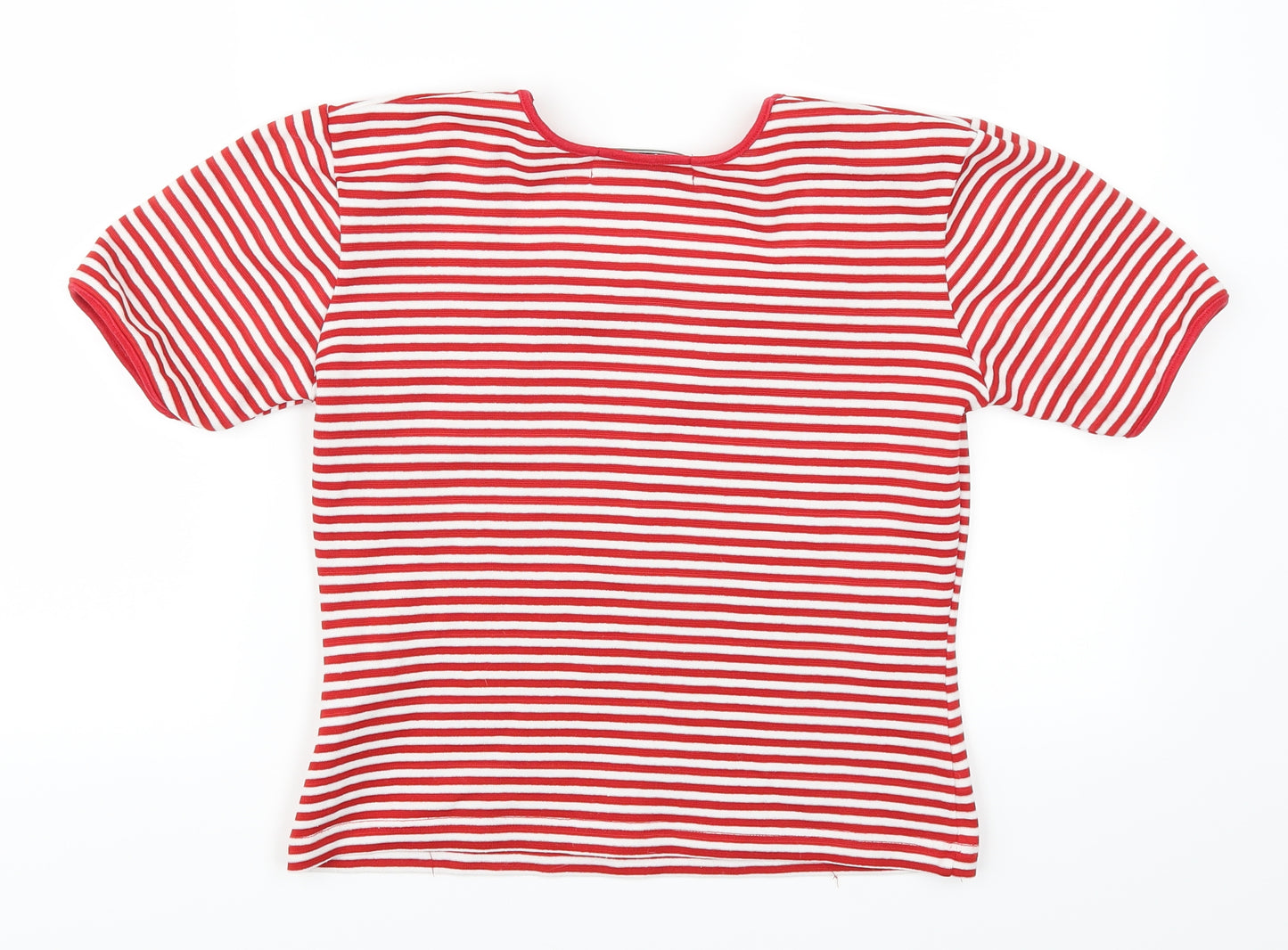 Design Essentials Womens Red Striped  Basic T-Shirt Size L