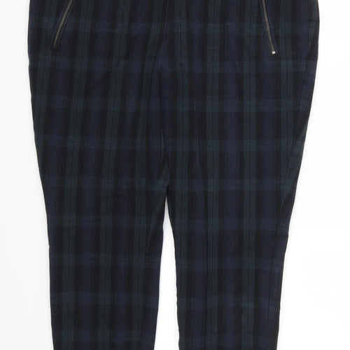 Marks and Spencer Womens Blue Check  Carrot Leggings Size 18 L23 in
