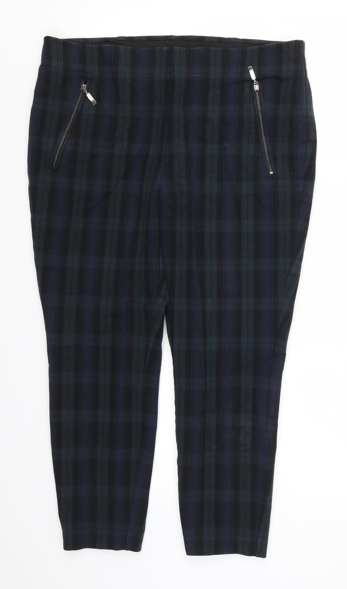 Marks and Spencer Womens Blue Check  Carrot Leggings Size 18 L23 in