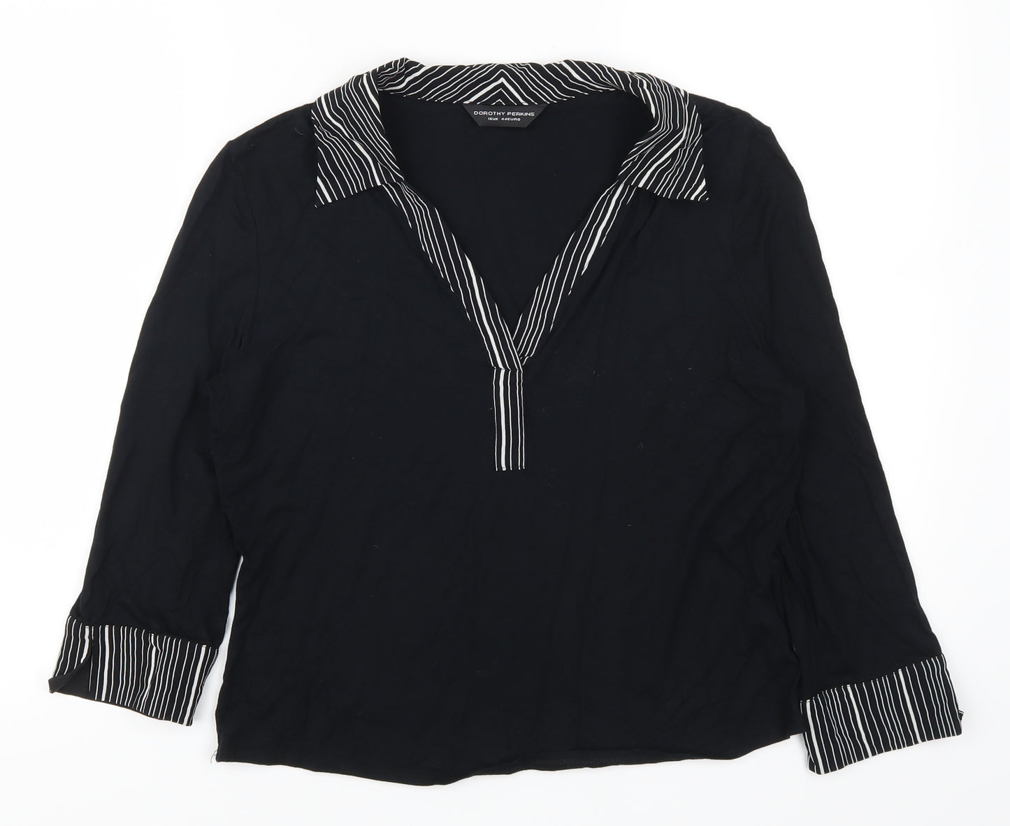 Dorothy Perkins Womens Black Striped  Basic Blouse Size 16