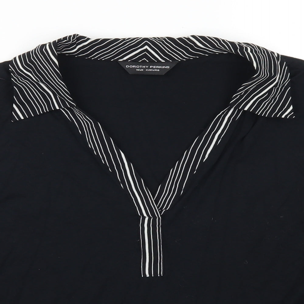 Dorothy Perkins Womens Black Striped  Basic Blouse Size 16