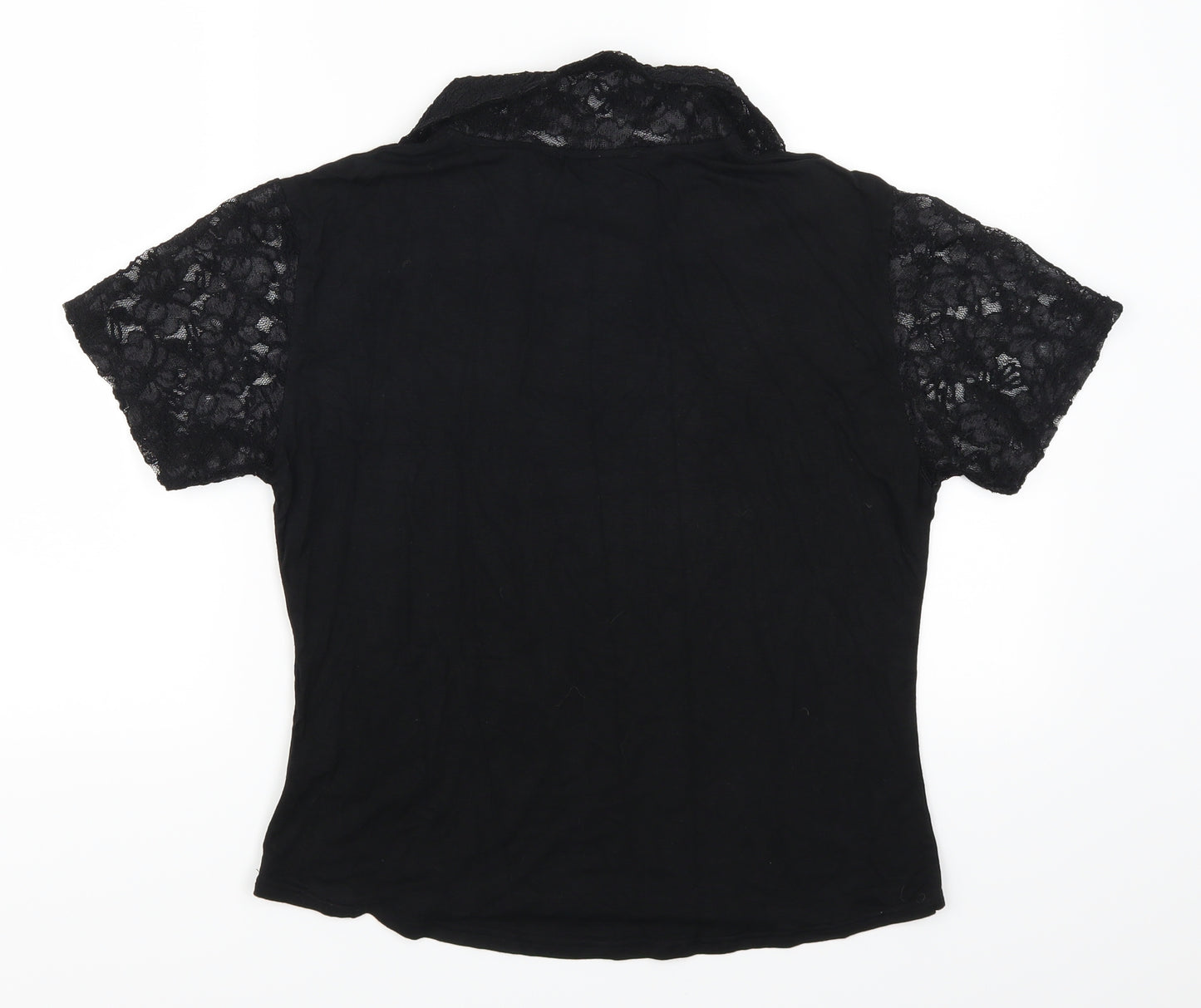 Donna Lewis Womens Black  Lace Basic T-Shirt Size M