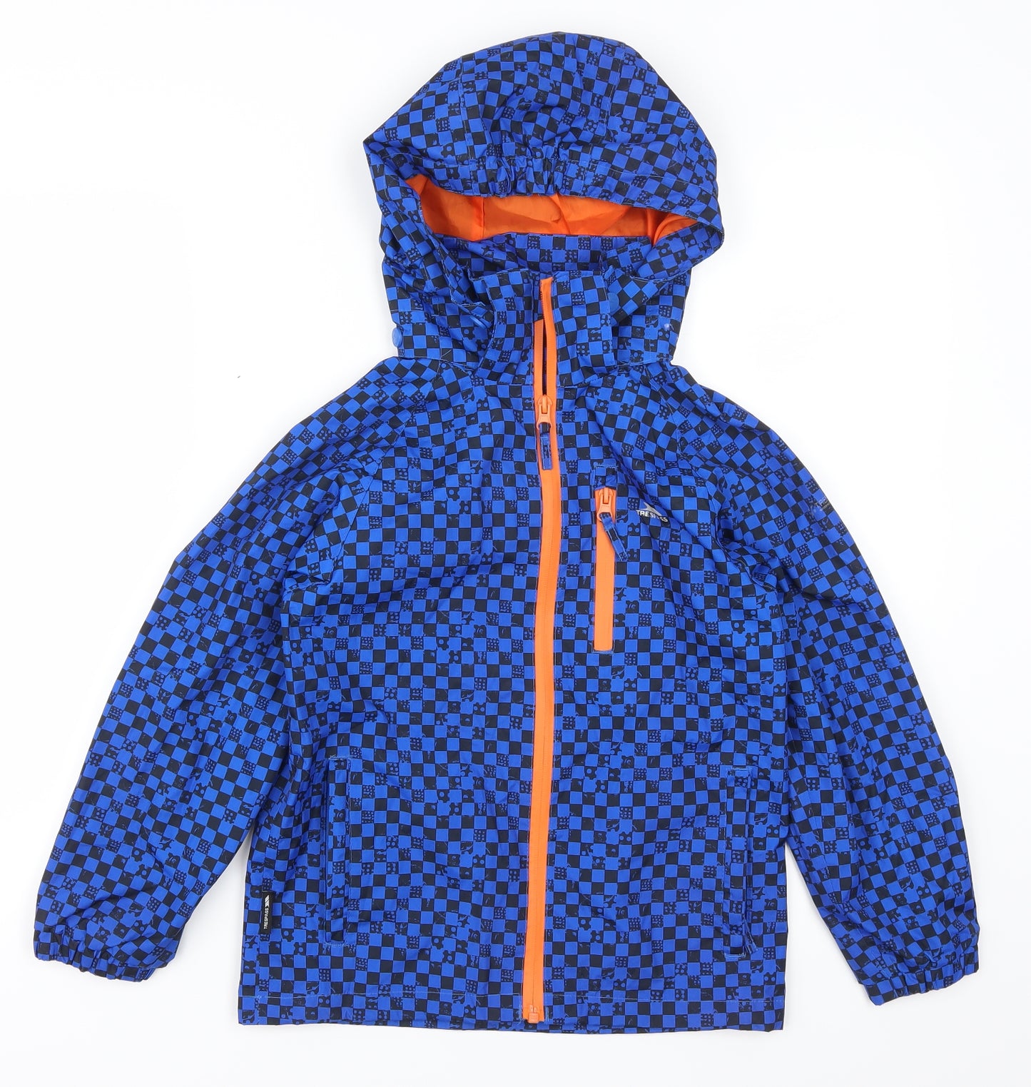 Trespss Boys Blue Check  Basic Coat Coat Size 7-8 Years