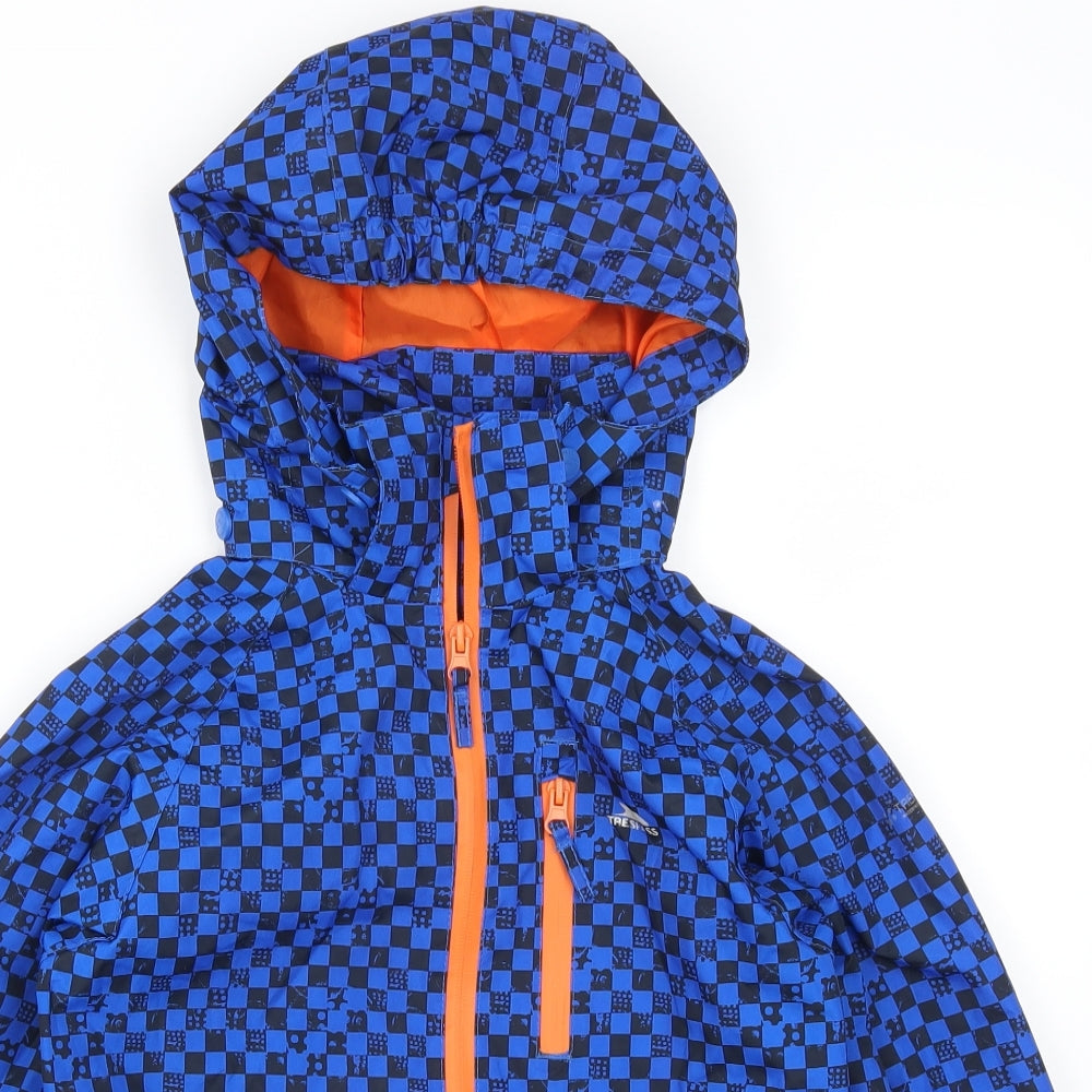 Trespss Boys Blue Check  Basic Coat Coat Size 7-8 Years