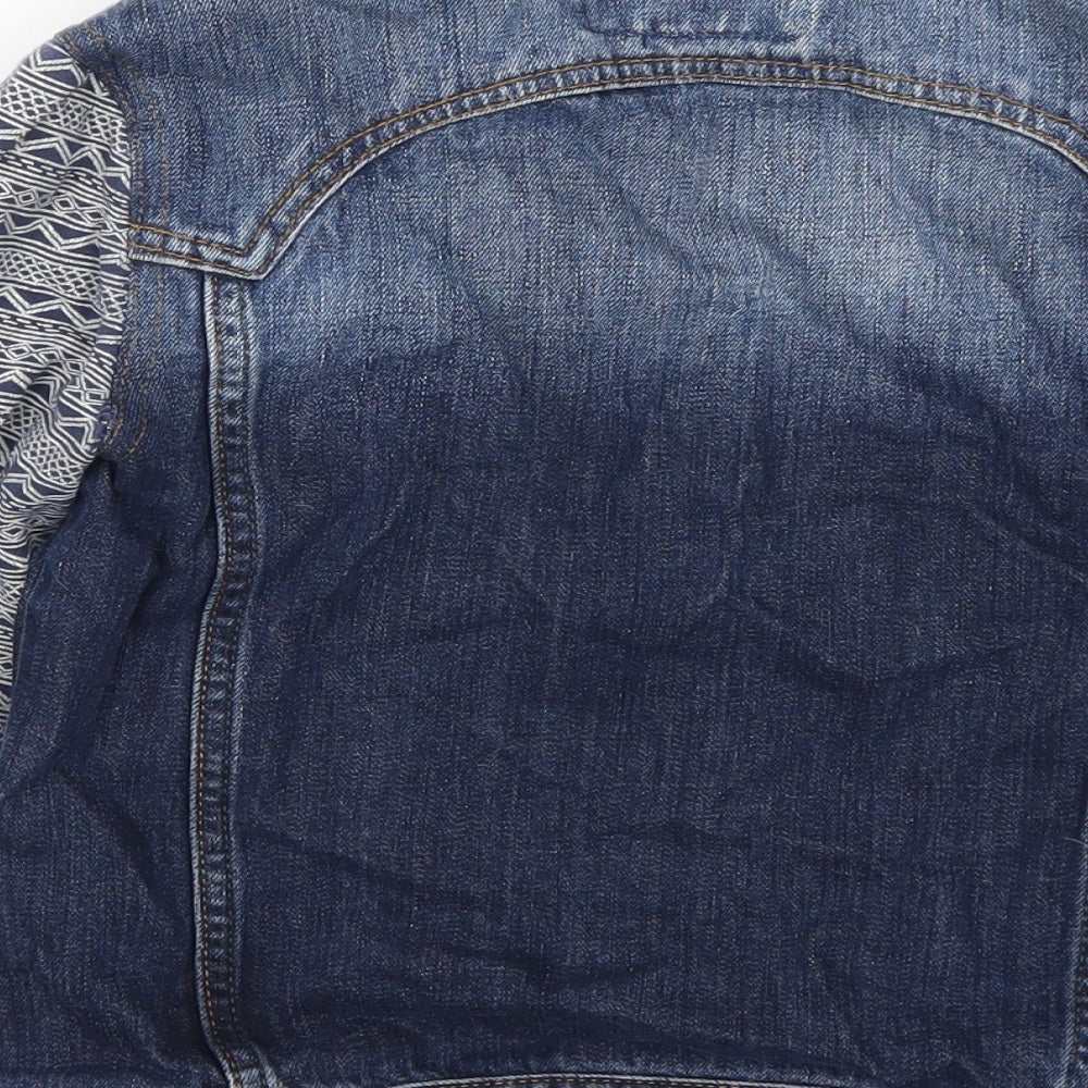 River Island Boys Blue Geometric Denim Gilet Jacket Size 9 Years