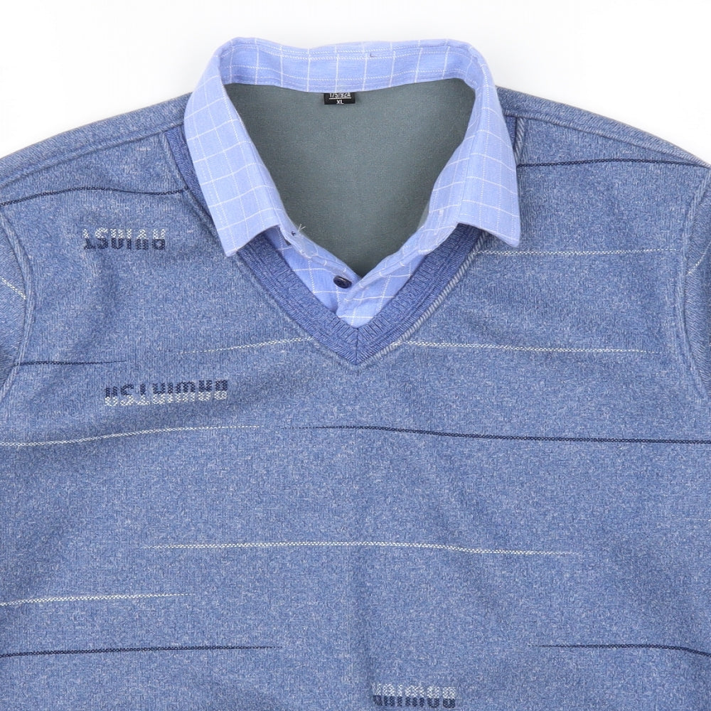 Preworn Mens Blue Striped  Pullover Jumper Size XL