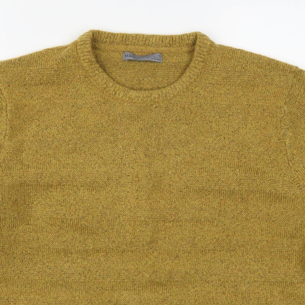 Marks and Spencer Mens Yellow Striped  Pullover Jumper Size XL