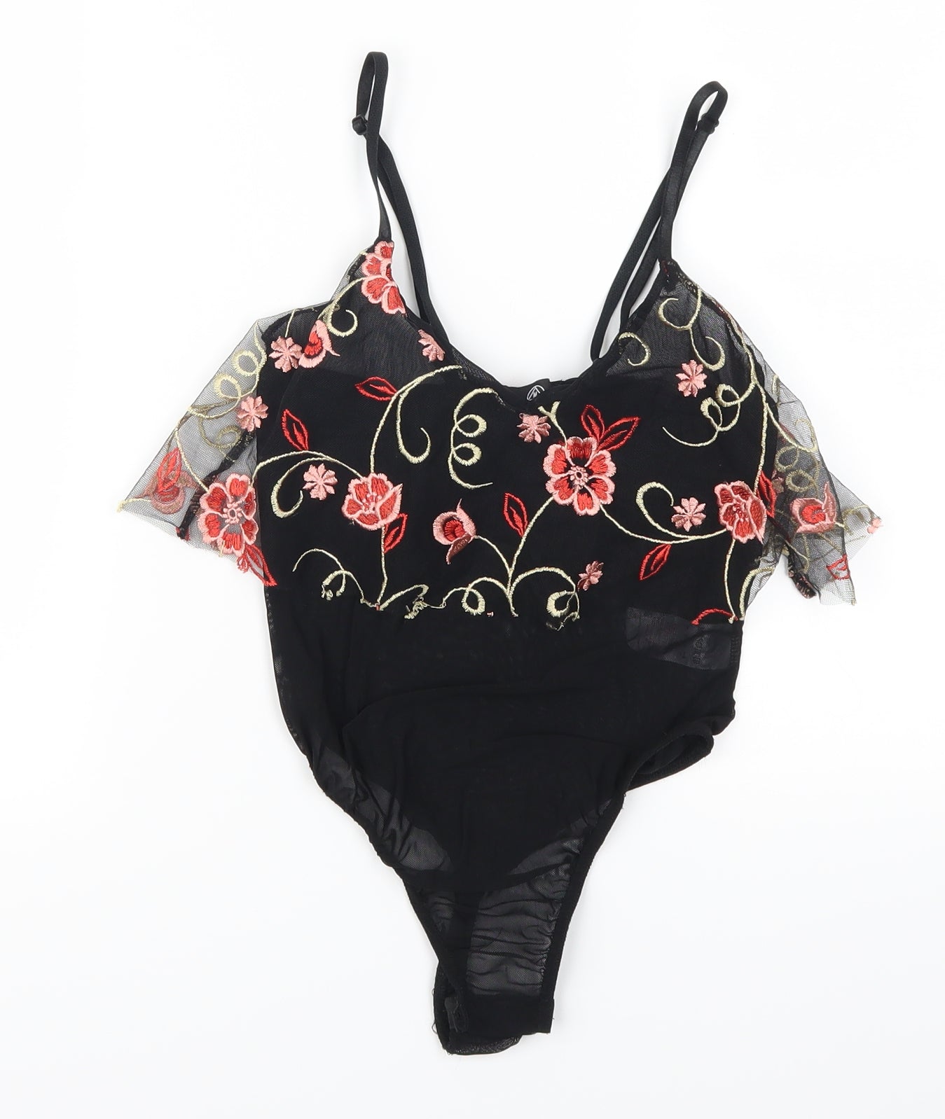 Missguided Womens Black Flecked Lace Bodysuit One-Piece Size 4