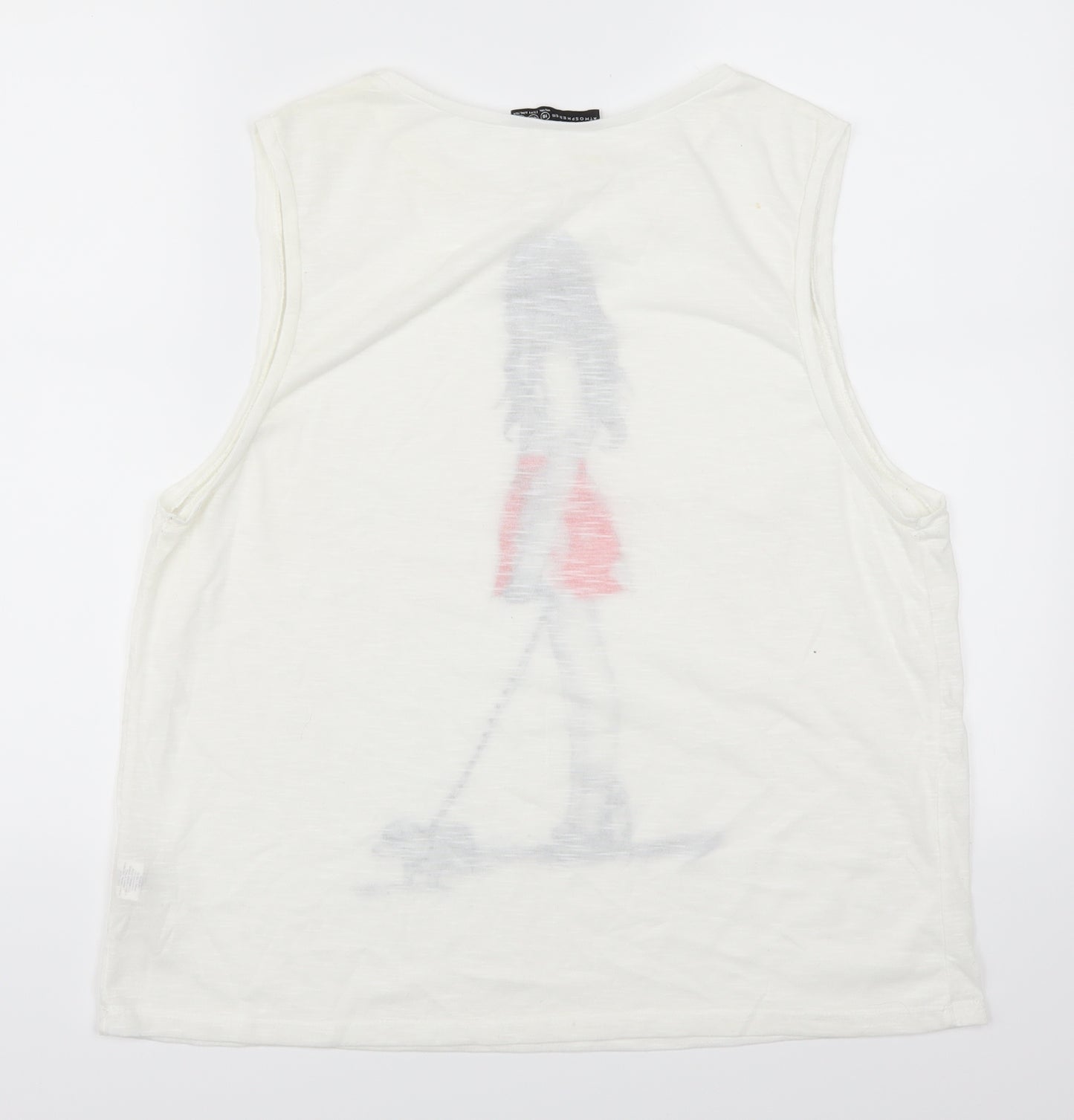 Atmosphere Womens White   Basic Tank Size 18  - Girl Walking Dog