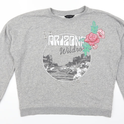 New Look Womens Grey Floral  Pullover Sweatshirt Size 12  - Arizona